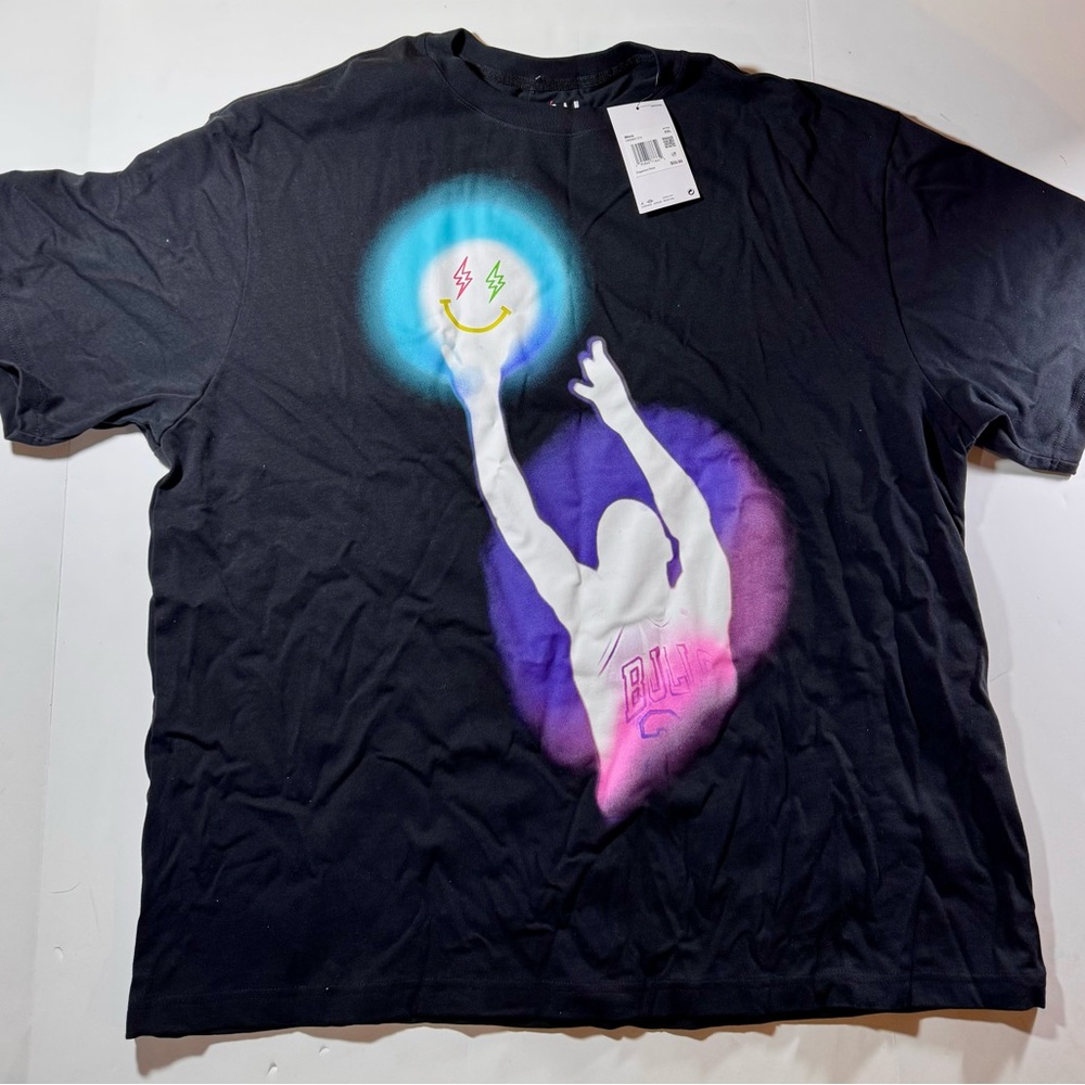 Black Graphic T-Shirt with Basketball Design